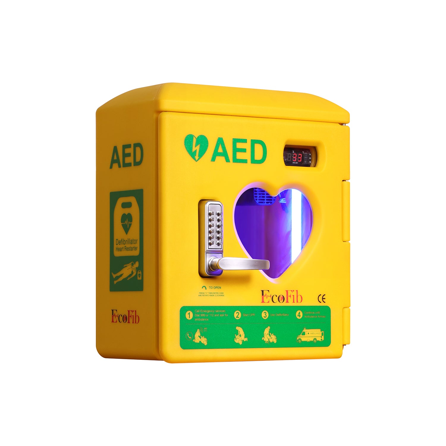EcoFib Heated Outdoor AED Cabinet with Keypad