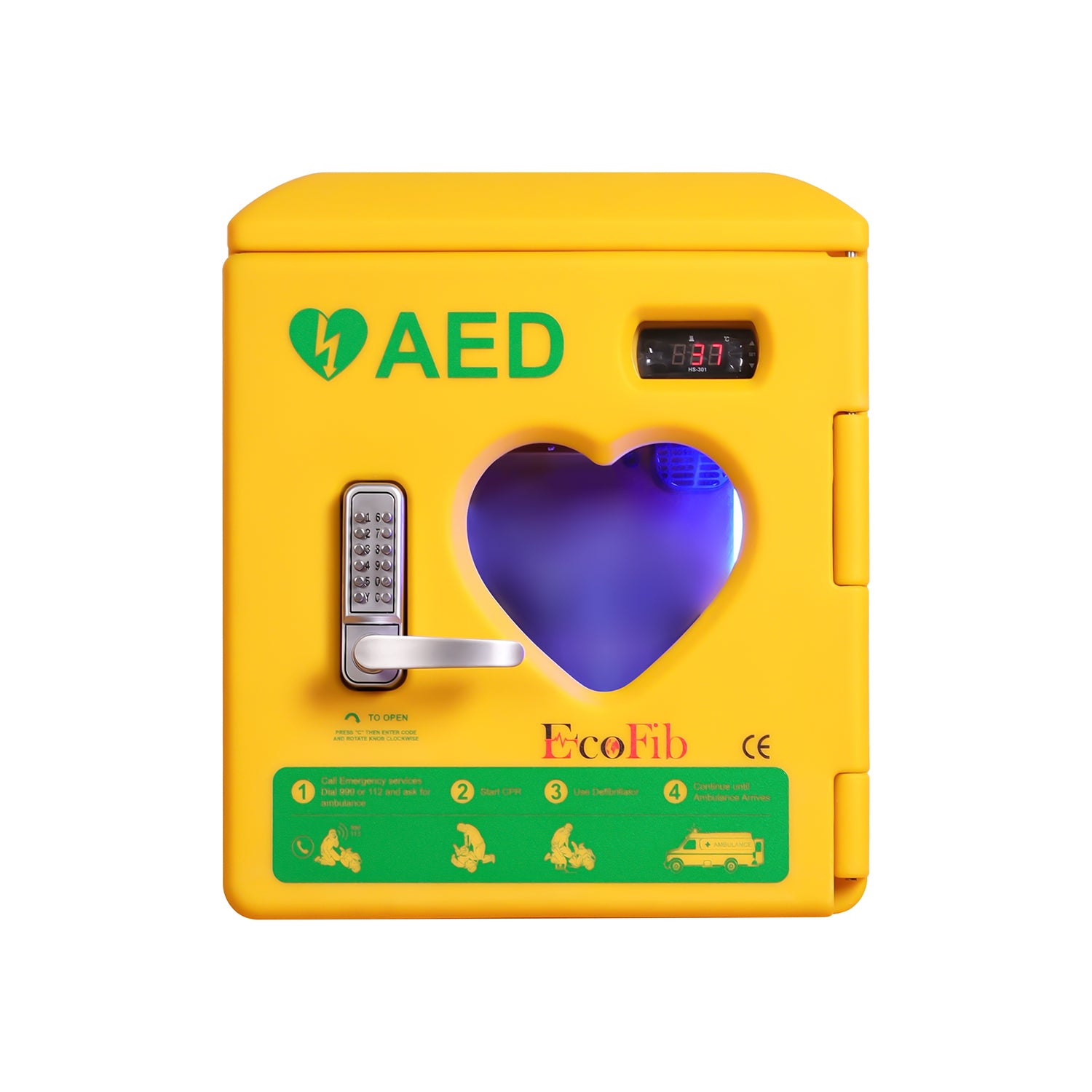 EcoFib Heated Outdoor AED Cabinet with Keypad